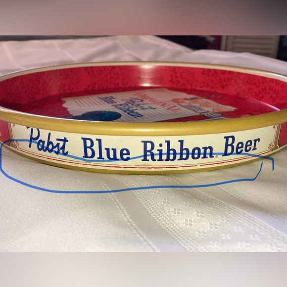 VINTAGE ORIGINAL PABST BLUE RIBBON BEER METAL BEER SERVING TRAY 1960's 13" - Picture 12 of 12